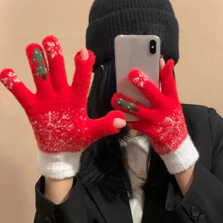 Cosycombe™ Festive Fleece Lined Convertible Fingerless Gloves