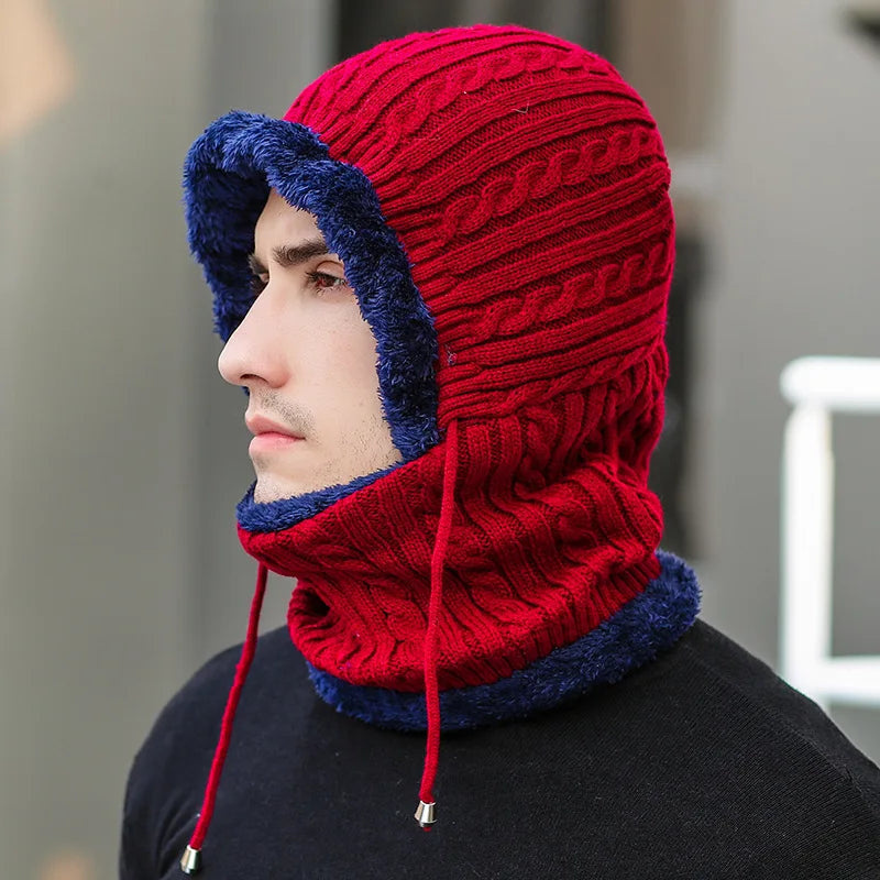 Cosycombe™ Fleece-Lined Knit Balaclava Hat with Built-In Scarf