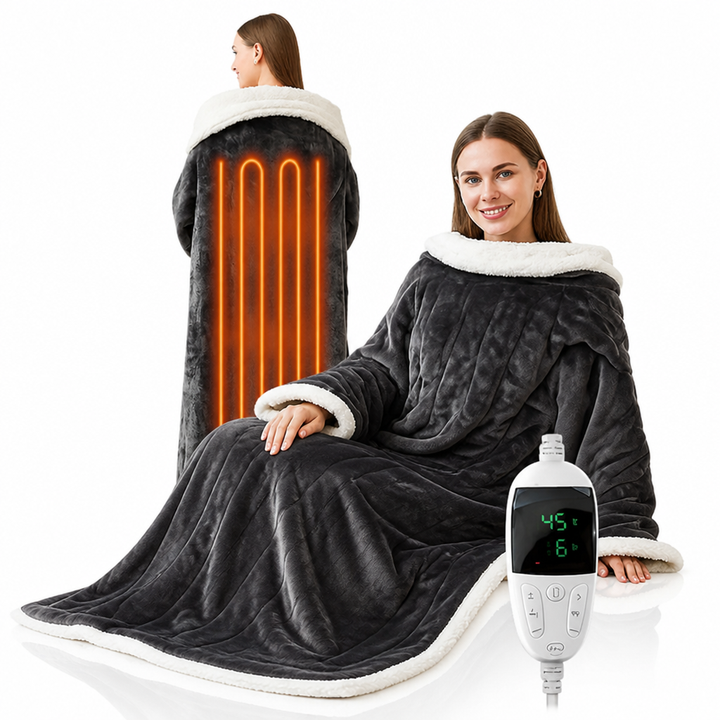 Cosycombe™ Electric Wearable Fleece Blanket with Sleeves, 127 x 177 cm