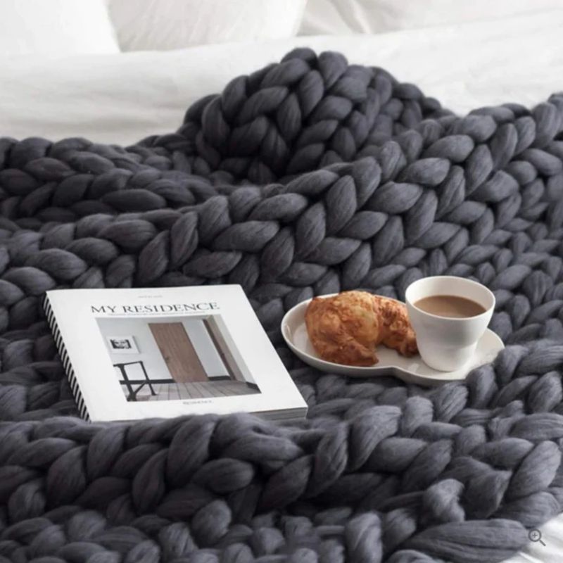 Cosycombe™ Hand-Knitted Wool Blanket with Breathable Open Weave