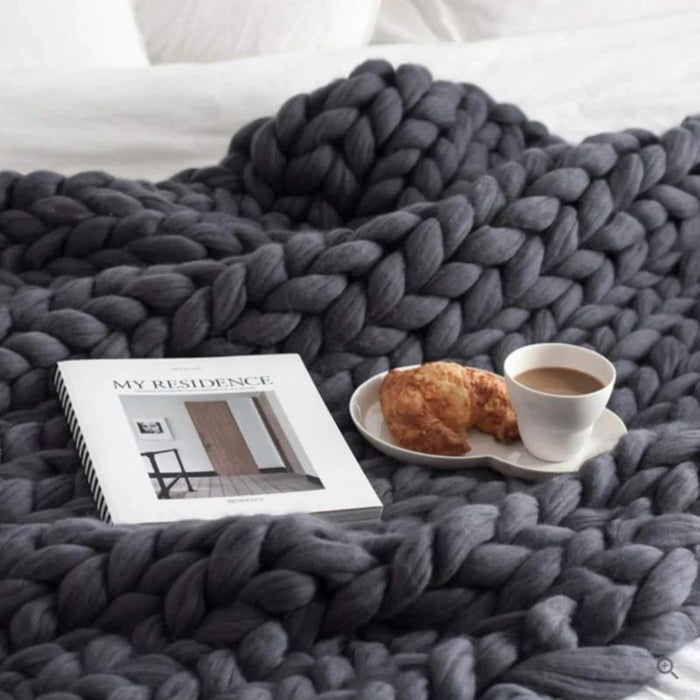 Cosycombe™ Hand-Knitted Wool Blanket with Breathable Open Weave