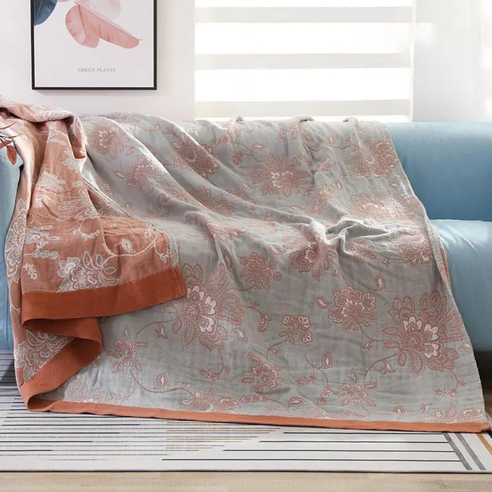 Cosycombe™ Floral Jacquard Blanket for Every Season, Light and Breathable