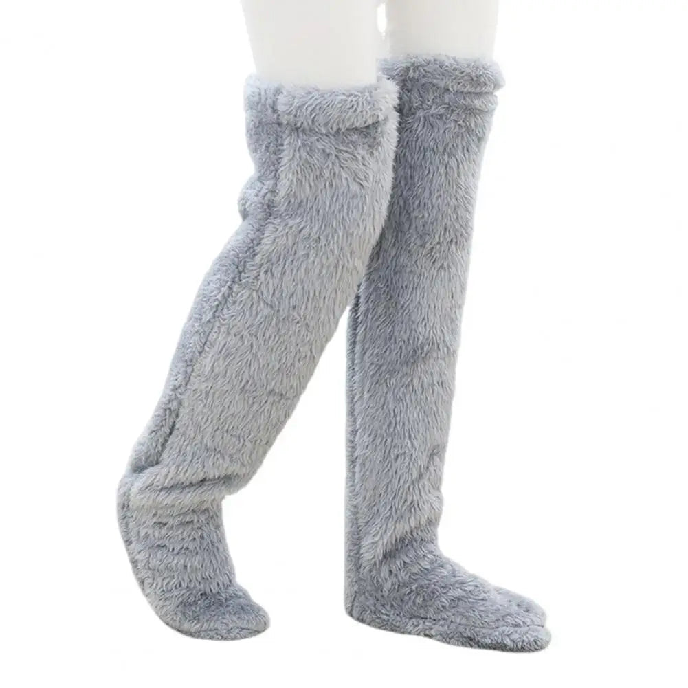Cosycombe™ Long Coral Fleece Lounge Socks with Open-Foot Option