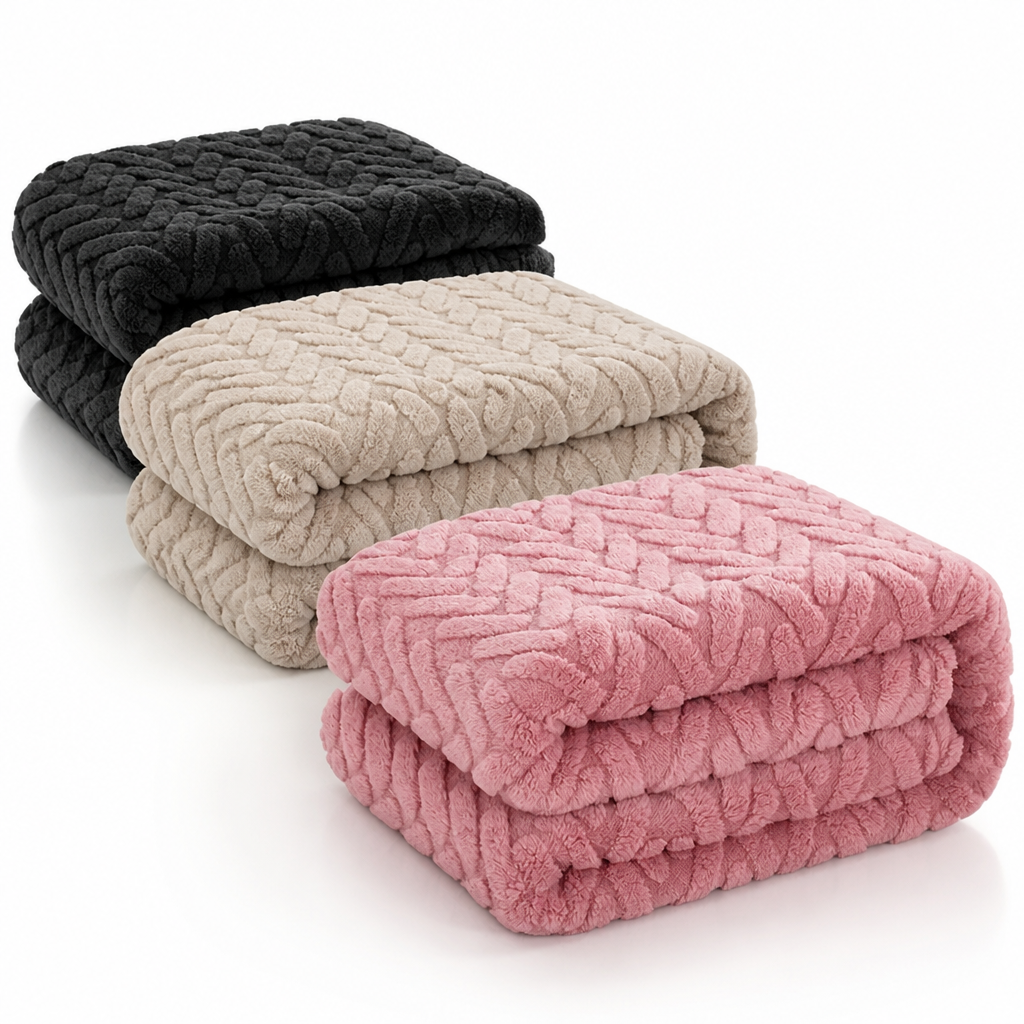 Cosycombe™ Reversible Jacquard Fleece Blanket – Smooth and Fluffy Sides