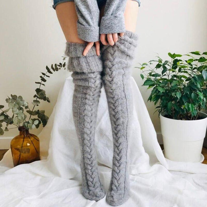 Cosycombe™ Hand-Knitted Winter Knee Socks in Soft Acrylic Cotton