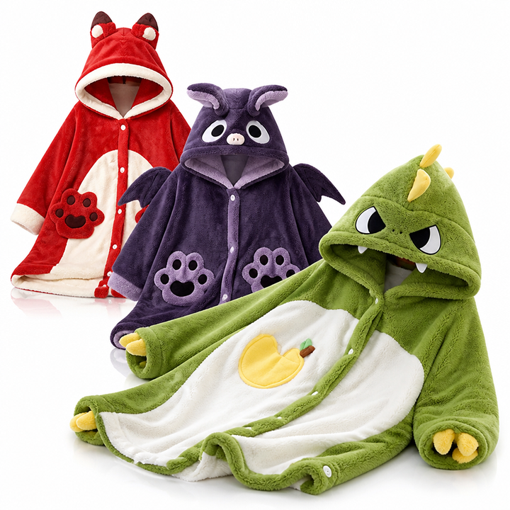 Cosycombe™ Hooded Fleece Wearable Blanket Pyjamas with Playful Animal Designs