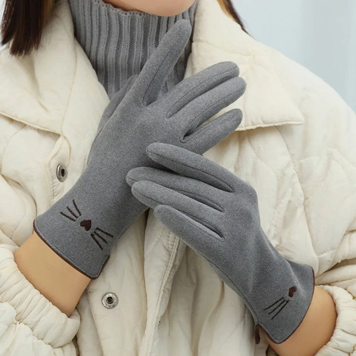 Cosycombe™ Cat Embroidered Touchscreen Winter Gloves for Women