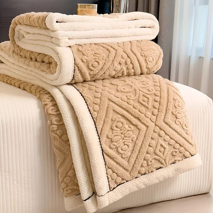 Cosycombe™ Mandala Carved Velvet Sherpa Blanket, Plush and Warm