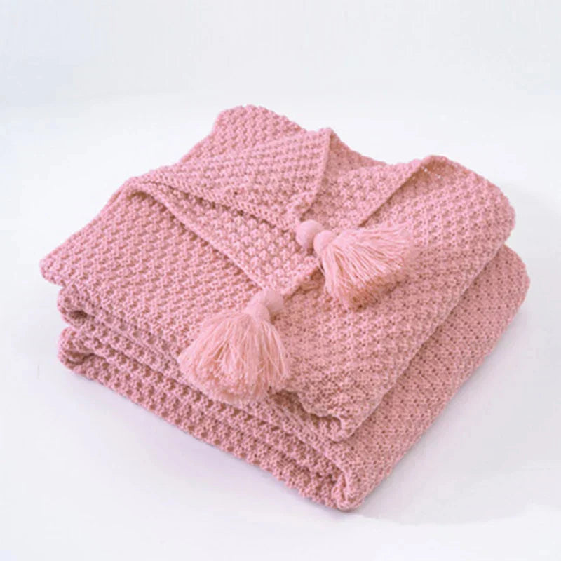 Cosycombe™ Handwoven Wool Blanket with Fringes and Pom-Poms