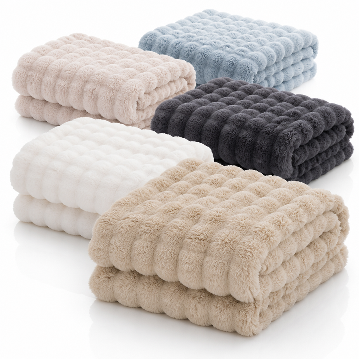 Cosycombe™ Ribbed Plush Knit Blanket, Soft and Machine Washable