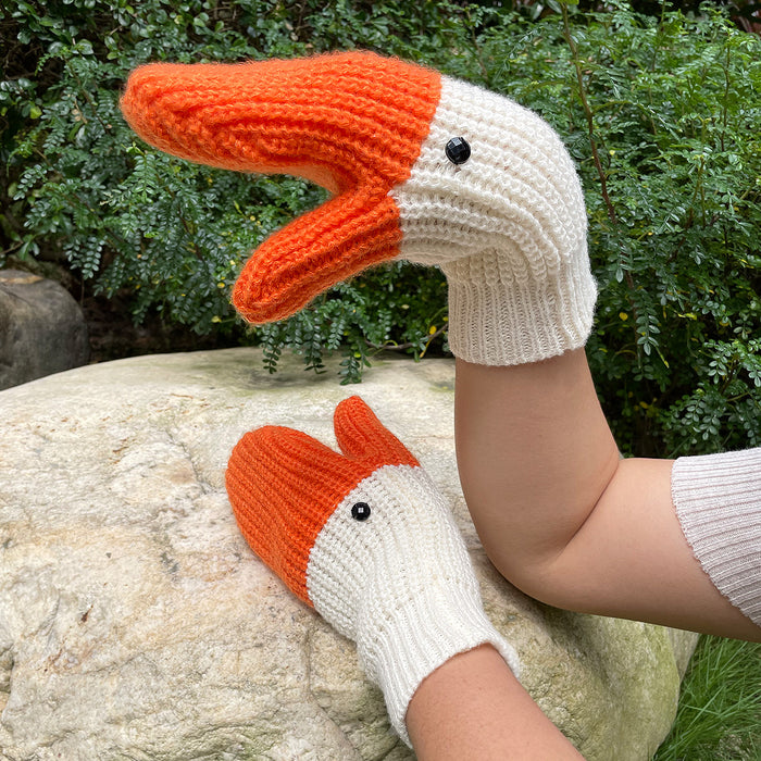 Cosycombe Funny Knitted Goose Mittens, Short or Long