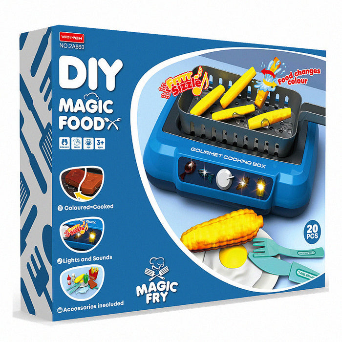 Cosycombe Play Kitchen Set with Light-Up Hob and Colour-Changing Food