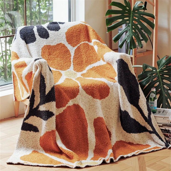 Cosycombe™ Boho Floral Leaf Knitted Throw in Anti-Pilling Microfibre