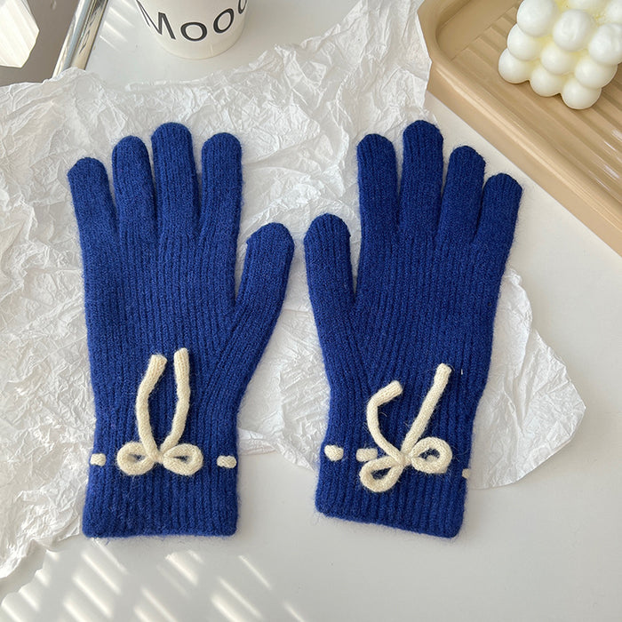 Cosycombe Ribbed Knit Gloves with a Pretty Bow