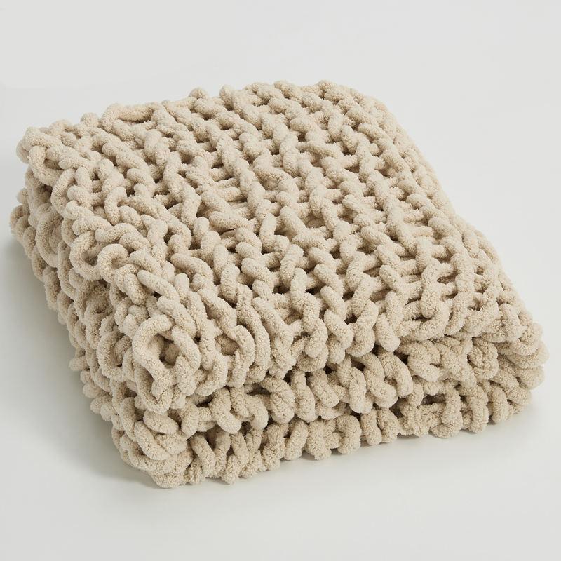 Cosycombe™ Chunky Knit Chenille Throw, Hand-Knotted and Plush