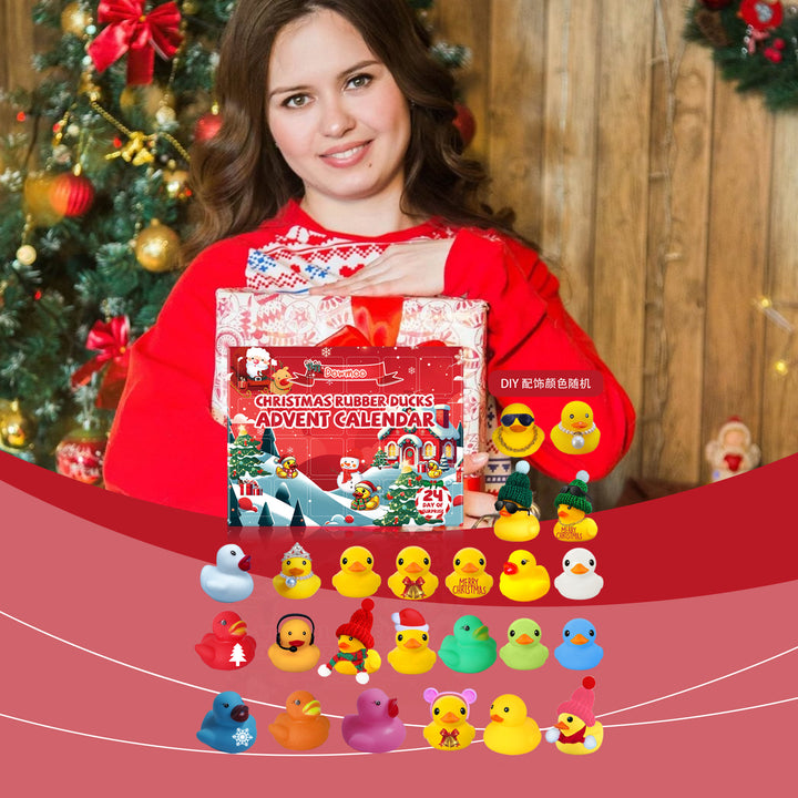 Advent calendar with 24 Christmas rubber ducks