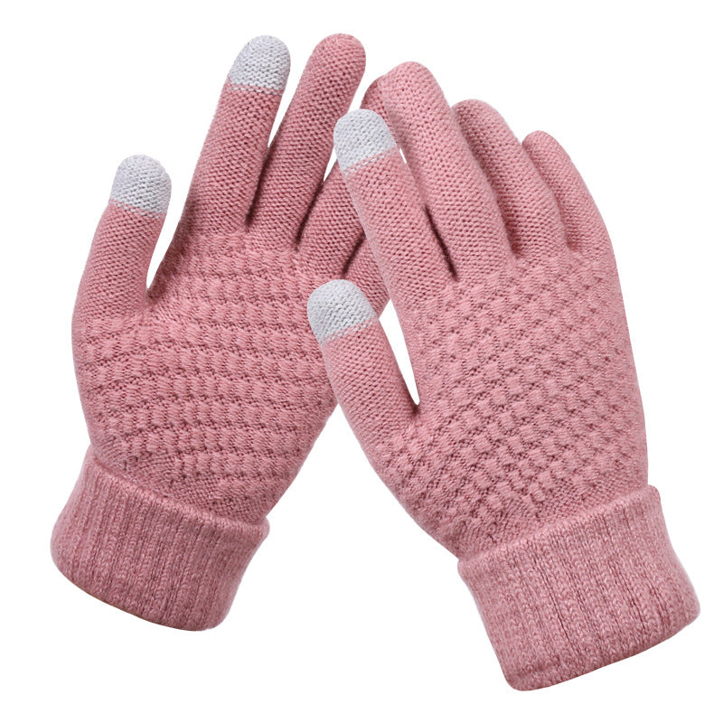 Navy textured knit touchscreen gloves