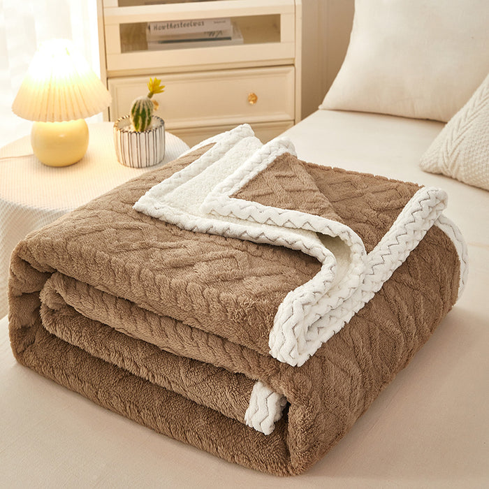 Cosycombe Double-Layer Coral Fleece Blanket with Sherpa Reverse