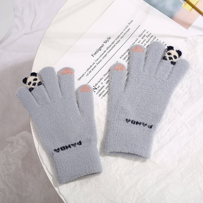Cosycombe Knitted Touchscreen Gloves with a 3D Panda