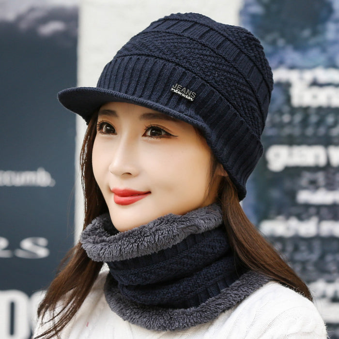 Cosycombe Knitted Peaked Beanie and Neck Warmer Set, Fleece Lined