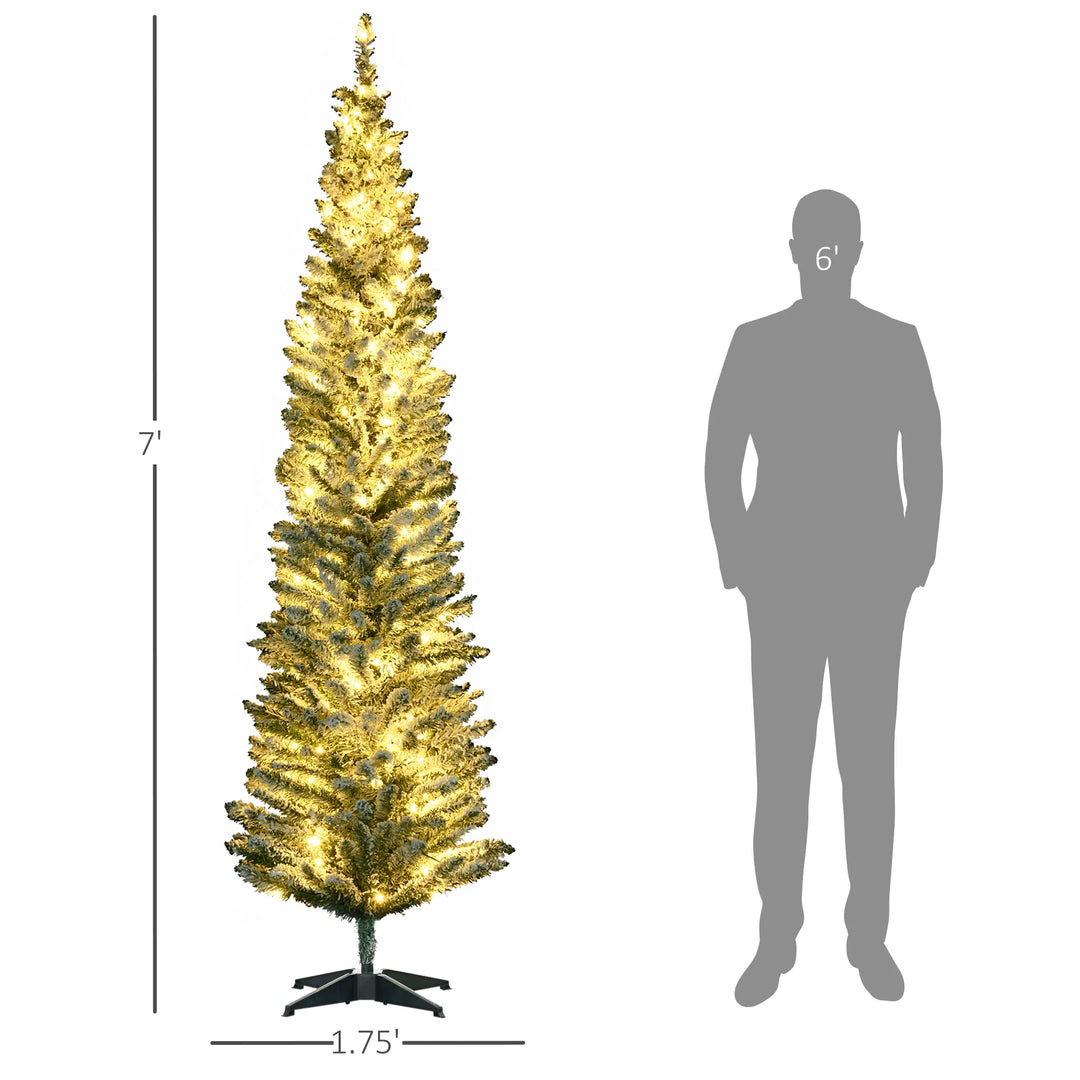 Green slim pencil tree with warm LEDs