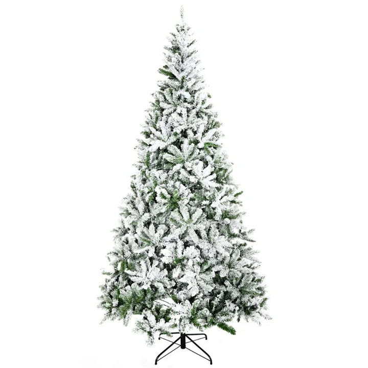 Snow-flocked unlit pine tree