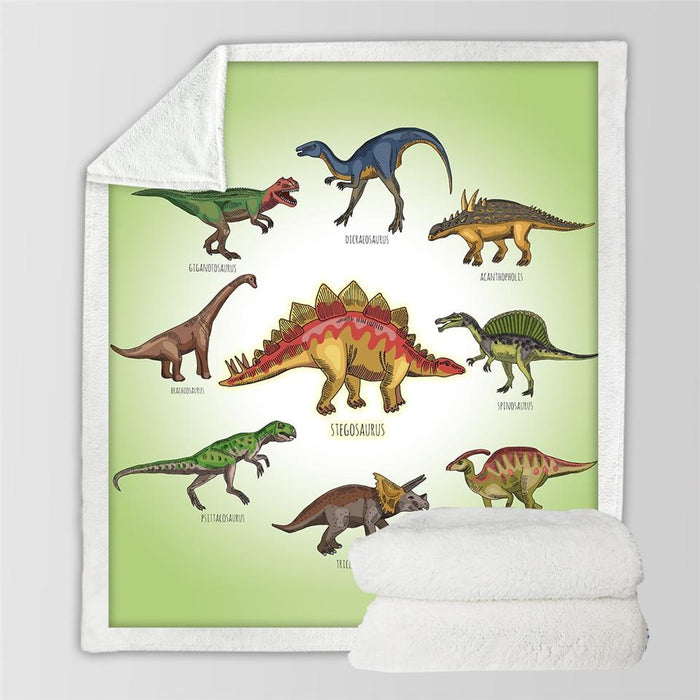 Cosycombe Kids' dinosaur blanket with a fluffy sherpa back