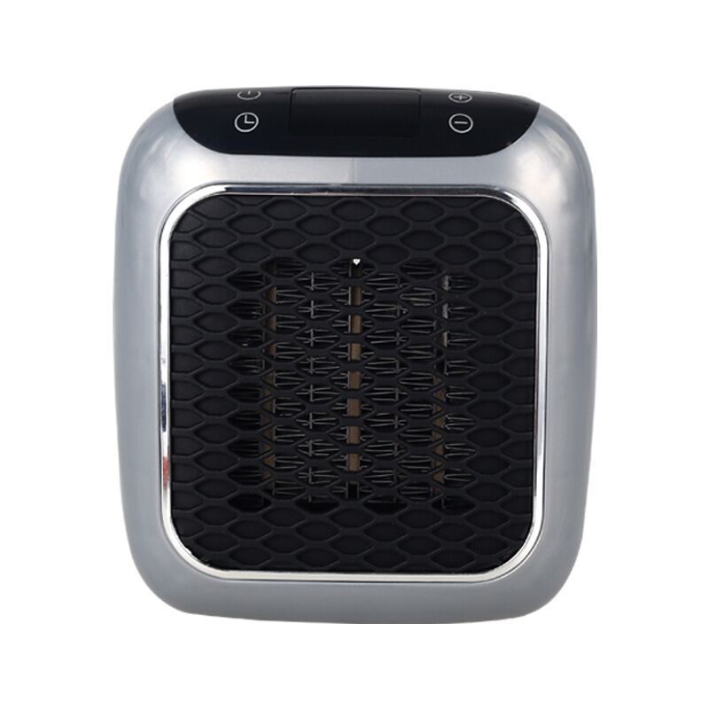 Grey mini plug-in fan heater with remote