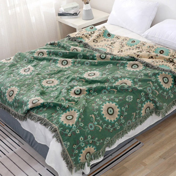 Cosycombe™ Reversible Cotton Sofa Throw That Doubles as a Bedspread