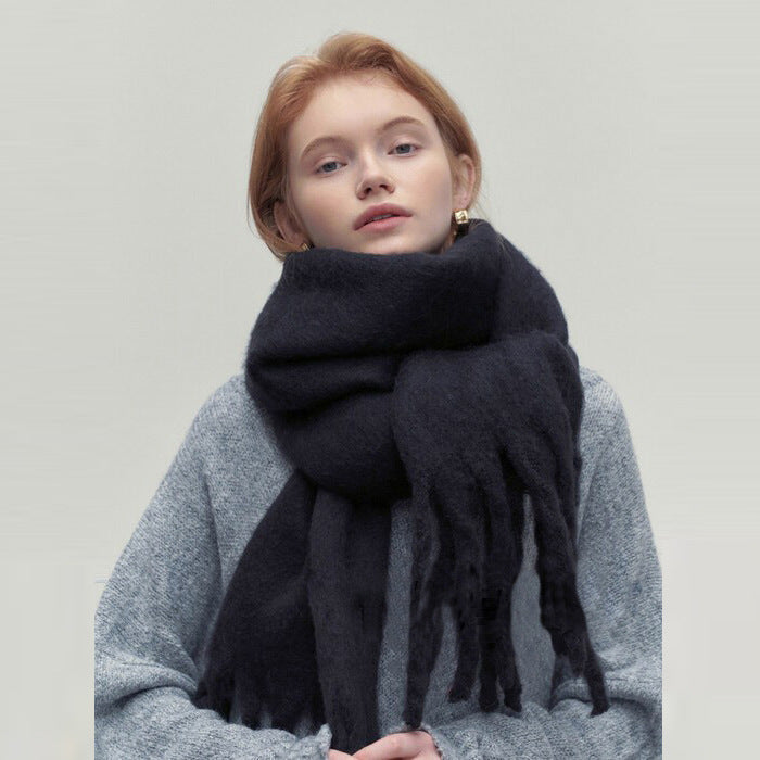 Cosycombe Long Cashmere Feel Scarf with Tassels, 230 cm