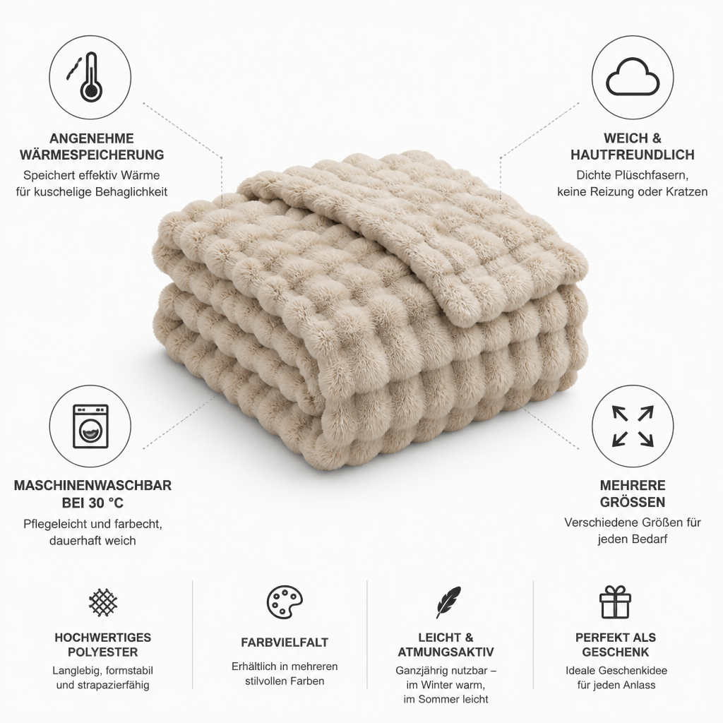 Cosycombe™ Ribbed Plush Knit Blanket, Soft and Machine Washable