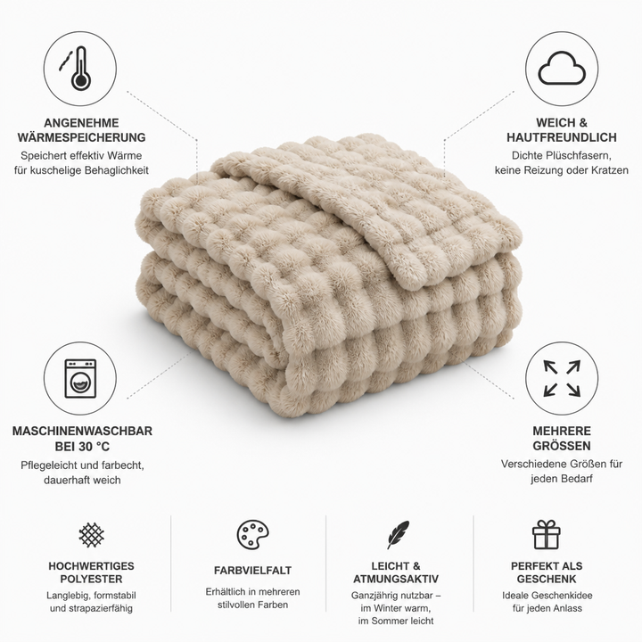 Cosycombe™ Ribbed Plush Knit Blanket, Soft and Machine Washable