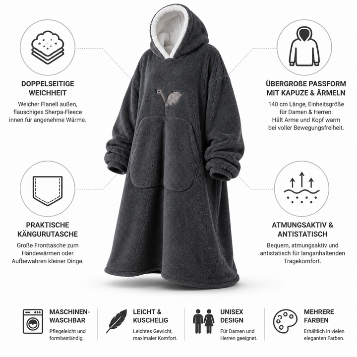 Cosycombe™ Oversized Sherpa Fleece Hooded Blanket with Sleeves and Pocket