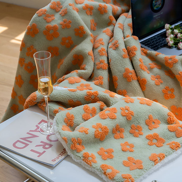 Cosycombe™ Retro Wildflower Throw Blanket with 3D Floral Texture