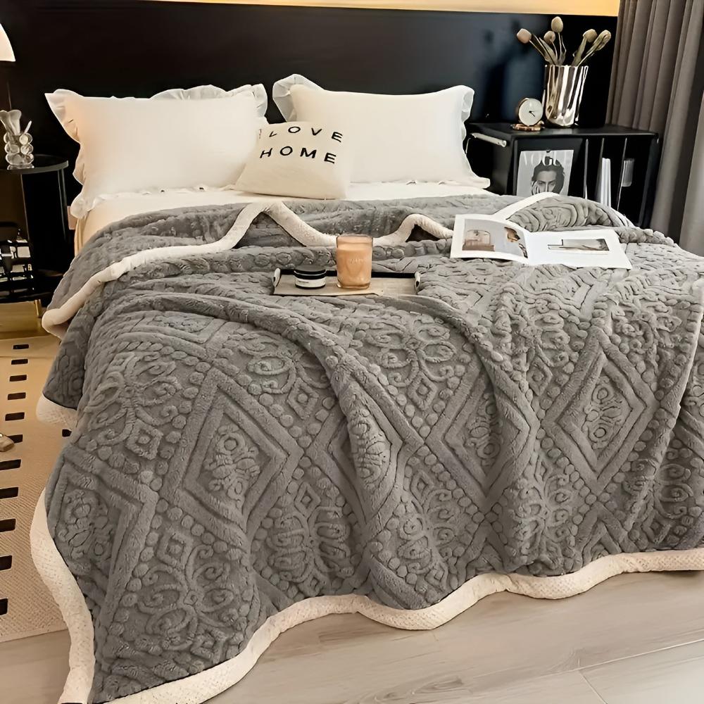 Cosycombe™ Mandala Carved Velvet Sherpa Blanket, Plush and Warm