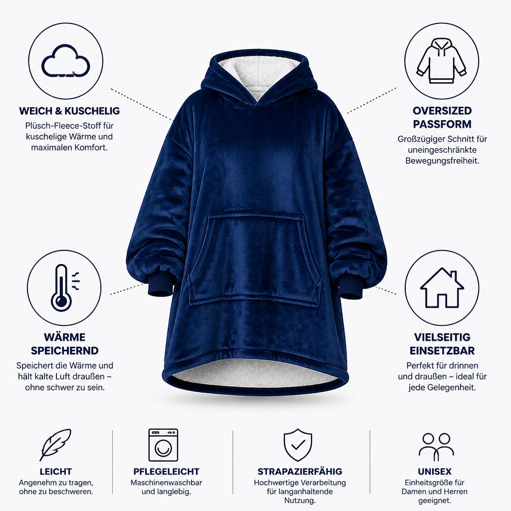 Cosycombe™ Oversized Plush Fleece Blanket Hoodie, One Size Fits All