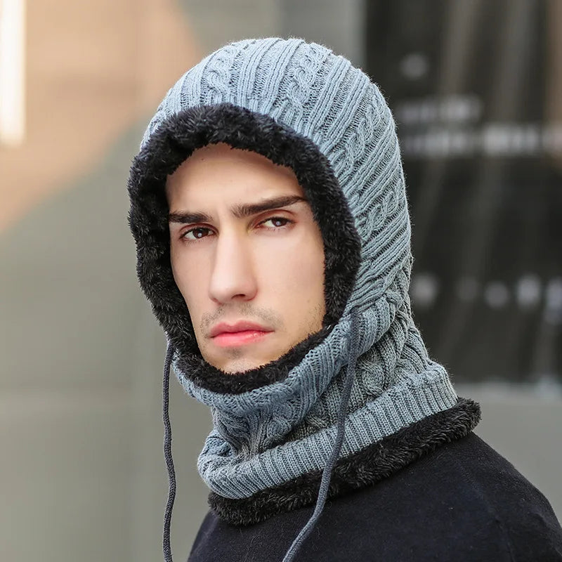 Cosycombe™ Fleece-Lined Knit Balaclava Hat with Built-In Scarf