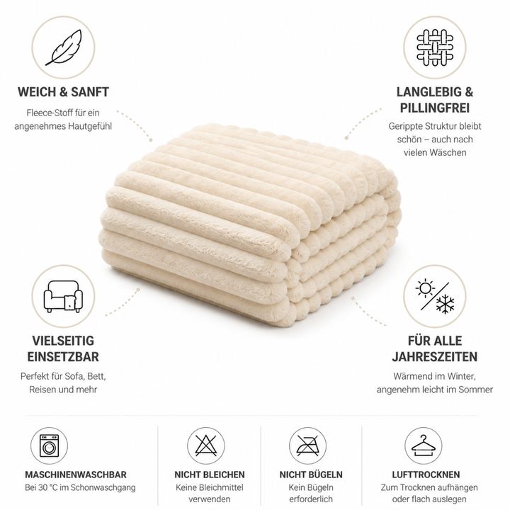 Cosycombe™ Soft Ribbed Fleece Blanket That Stays Pill-Free