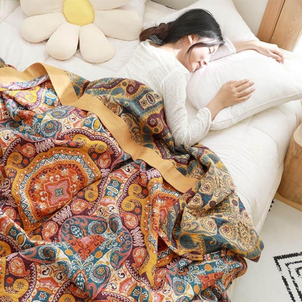 Cosycombe™ Reversible Boho Blanket with Breathable Cooling Feel