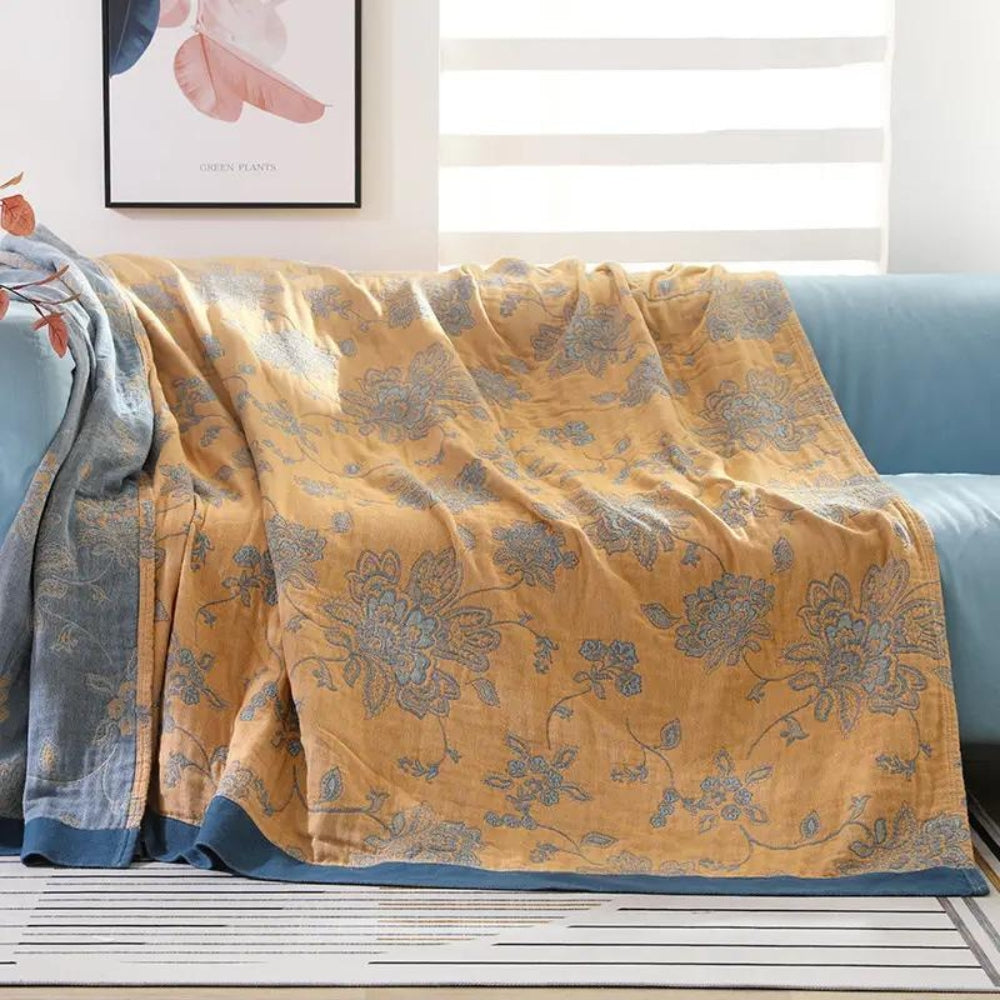 Cosycombe™ Floral Jacquard Blanket for Every Season, Light and Breathable