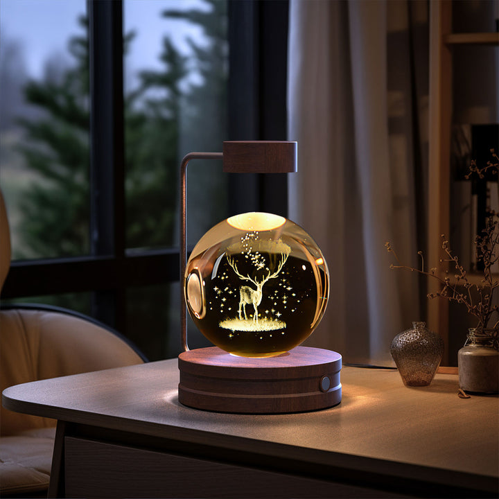 3D Crystal Ball Night Light – Warm Bedside Lamp