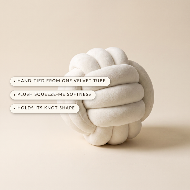 Cosycombe™ Velvet Knot Ball Cushion, Sculptural and Plush