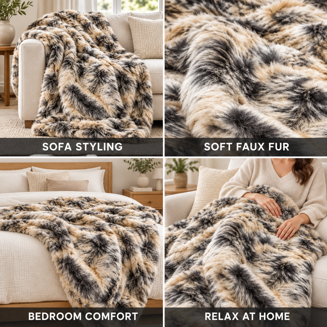 Cosycombe™ Dense Faux Fur Throw Blanket with Soft Polyester Underside