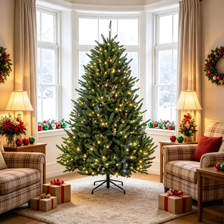 Full green pre-lit tree with foot pedal