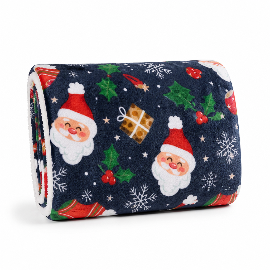 Cosycombe™ Festive Plush Fleece Throw with Christmas Motifs