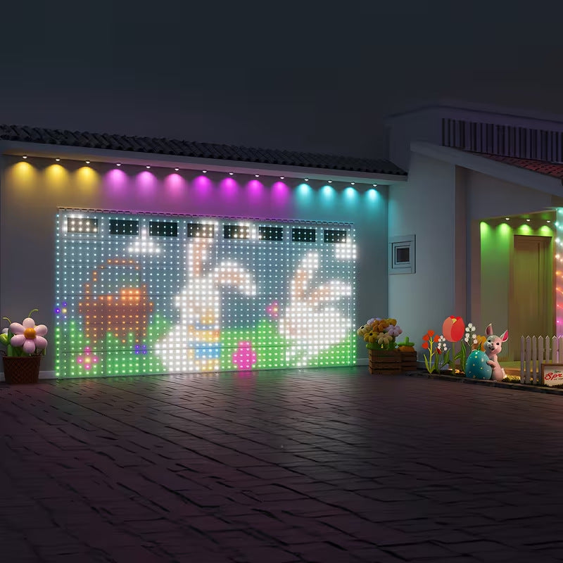 LED curtain light showing a Christmas pattern