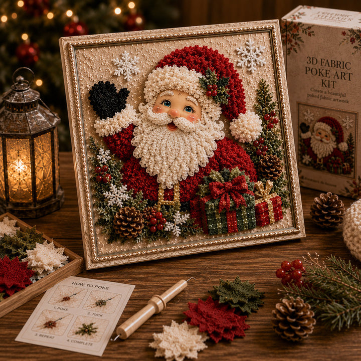 3D fabric poke art Christmas picture in frame