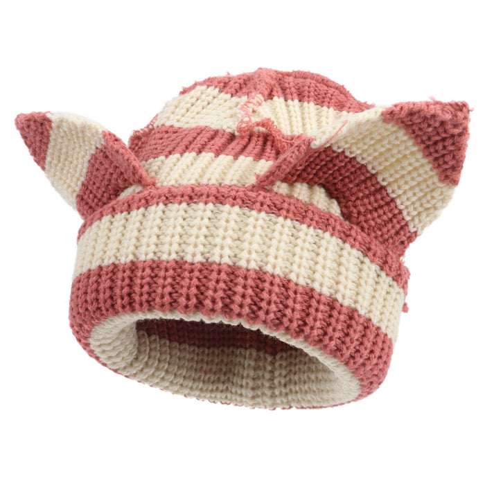 Cosycombe Chunky Cat Ear Beanie in Thick Rib Knit