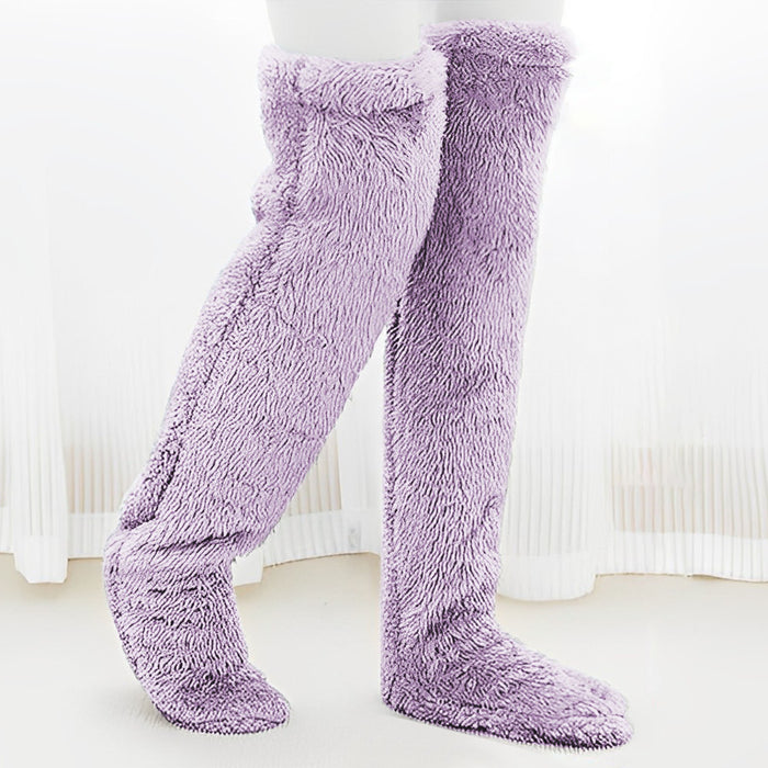 Cosycombe Over the Knee Fluffy Leg Socks in Solid Colours