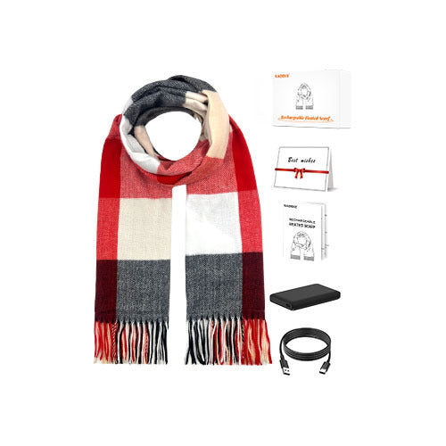 Cosycombe Red Tartan Heated Scarf with USB Heating Pad